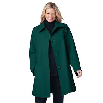 Woman Within Plus Size Wool-Blend Classic A-Line Coat