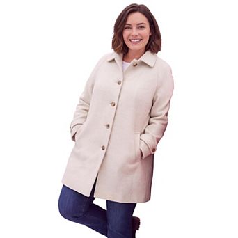 Woman Within Plus Size Wool-Blend Classic A-Line Coat