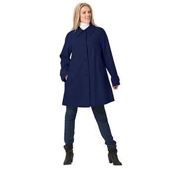 Woman Within Plus Size Wool-Blend Classic A-Line Coat