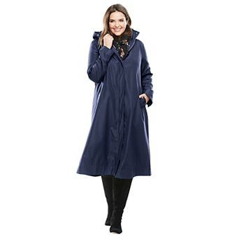 Woman Within Plus Size Long A-Line Raincoat