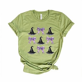 Coquette Purple Bow Witch Hat Short Sleeve Graphic Tee