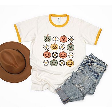 Pumpkin Daisies Ringer Tee