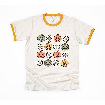 Pumpkin Daisies Ringer Tee
