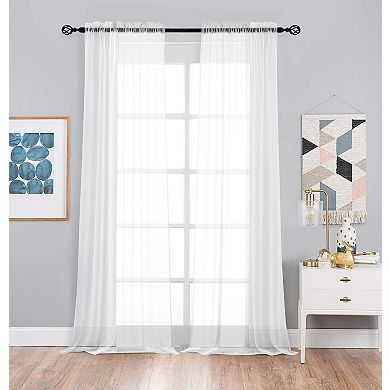 Kate Aurora Basic 2 Pack Sheer Voile Home Window Curtains