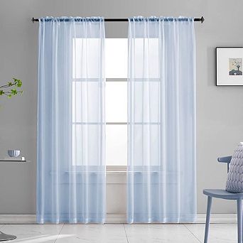 Kate Aurora Basic 2 Pack Sheer Voile Home Window Curtains