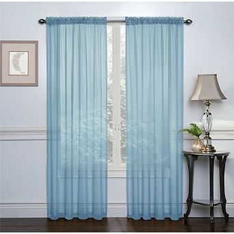 Kate Aurora Basic 2 Pack Sheer Voile Home Window Curtains