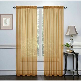 Kate Aurora Basic 2 Pack Sheer Voile Home Window Curtains