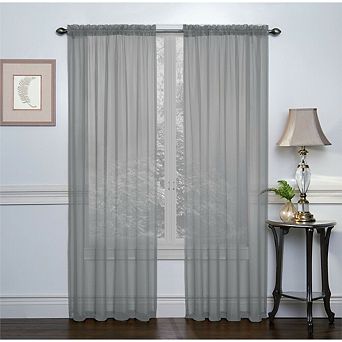 Kate Aurora Basic 2 Pack Sheer Voile Home Window Curtains