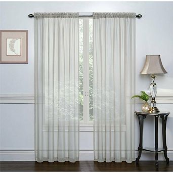 Kate Aurora Basic 2 Pack Sheer Voile Home Window Curtains