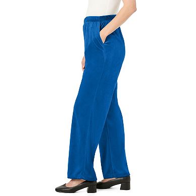 Woman Within Plus Size Wide-Leg Velour Pant
