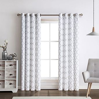 Kate Aurora 2 pc Thermal Lattice Foamback Room Darkening Grommet Top Curtains