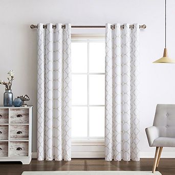 Kate Aurora 2 pc Thermal Lattice Foamback Room Darkening Grommet Top Curtains