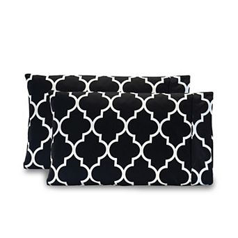 Elegant Comfort Luxury Soft Set Of 2 Printed Moroccan Trellis Pattern Pillowcases
