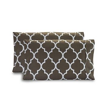 Elegant Comfort Luxury Soft Set Of 2 Printed Moroccan Trellis Pattern Pillowcases