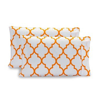 Elegant Comfort Luxury Soft Set Of 2 Printed Moroccan Trellis Pattern Pillowcases