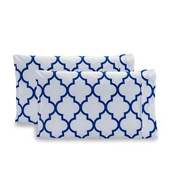 Elegant Comfort Luxury Soft Set Of 2 Printed Moroccan Trellis Pattern Pillowcases