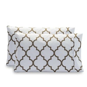 Elegant Comfort Luxury Soft Set Of 2 Printed Moroccan Trellis Pattern Pillowcases