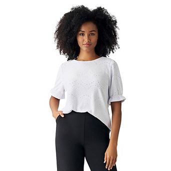 ellos Plus Size Short Sleeve Eyelet Tee