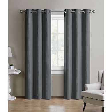 Kate Aurora Modern Living 2 Pack Textured Woven Light Filtering Grommet Top Window Curtain Panels