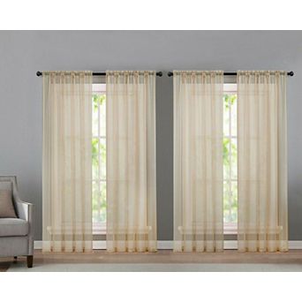 Kate Aurora 4 pc Basic Home Rod Pocket Sheer Voile Window Curtain Panels