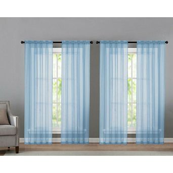Kate Aurora 4 pc Basic Home Rod Pocket Sheer Voile Window Curtain Panels