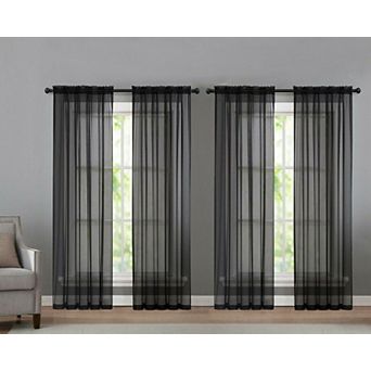Kate Aurora 4 pc Basic Home Rod Pocket Sheer Voile Window Curtain Panels