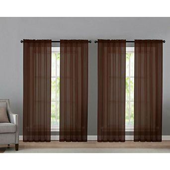 Kate Aurora 4 pc Basic Home Rod Pocket Sheer Voile Window Curtain Panels