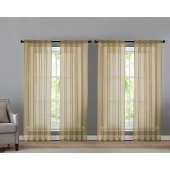Kate Aurora 4 pc Basic Home Rod Pocket Sheer Voile Window Curtain Panels