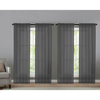 Kate Aurora 4 pc Basic Home Rod Pocket Sheer Voile Window Curtain Panels