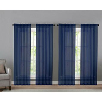 Kate Aurora 4 pc Basic Home Rod Pocket Sheer Voile Window Curtain Panels