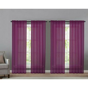 Kate Aurora 4 pc Basic Home Rod Pocket Sheer Voile Window Curtain Panels