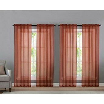 Kate Aurora 4 pc Basic Home Rod Pocket Sheer Voile Window Curtain Panels