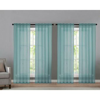 Kate Aurora 4 pc Basic Home Rod Pocket Sheer Voile Window Curtain Panels