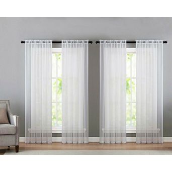 Kate Aurora 4 pc Basic Home Rod Pocket Sheer Voile Window Curtain Panels
