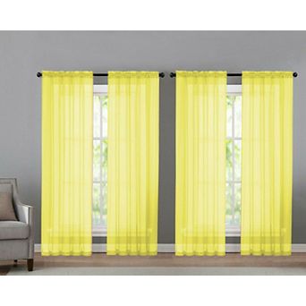 Kate Aurora 4 pc Basic Home Rod Pocket Sheer Voile Window Curtain Panels
