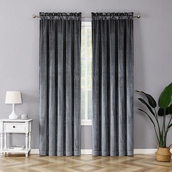 Kate Aurora Royal Living 2 Pack Rod Pocket Light Filtering Velvet Window Curtain Panels