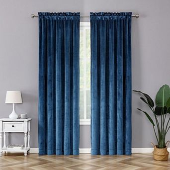 Kate Aurora Royal Living 2 Pack Rod Pocket Light Filtering Velvet Window Curtain Panels