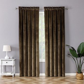 Kate Aurora Royal Living 2 Pack Rod Pocket Light Filtering Velvet Window Curtain Panels