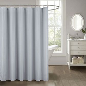 Kate Aurora Giselle Square Textured Spa Retreat Fabric Shower Curtain - Standard Size