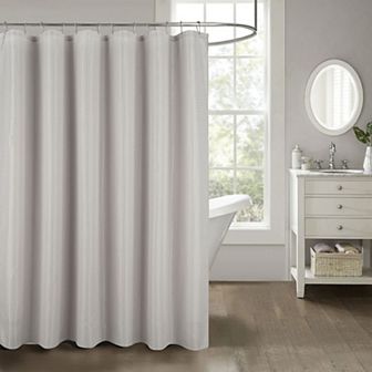 Kate Aurora Giselle Square Textured Spa Retreat Fabric Shower Curtain - Standard Size
