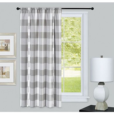 Kate Aurora Country Farmhouse Rod Pocket Buffalo Plaid Gingham Tie Up Window Curtain Panel