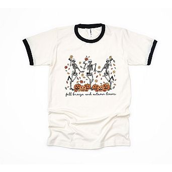 Fall Breeze Skeletons Ringer Tee