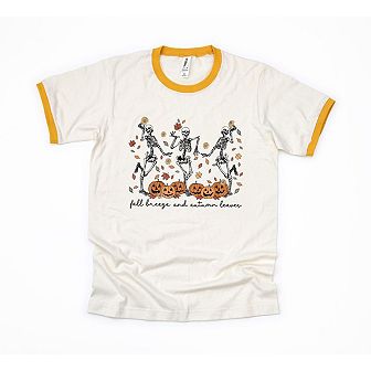 Fall Breeze Skeletons Ringer Tee