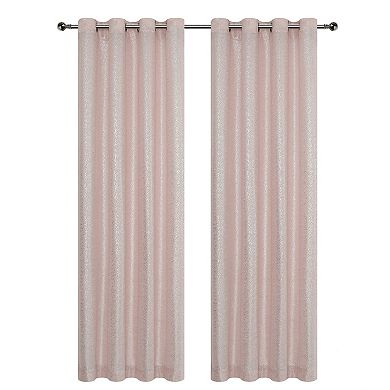 Kate Aurora Glam Chic Living 2 Pack Metallic Foil Sparkle Slub Sheer Grommet Top Curtain Panels