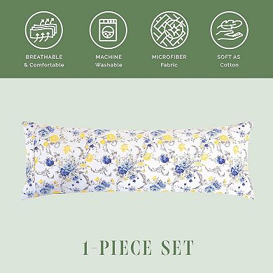 Elegant Comfort Luxury Soft Floral Printed Pattern 1-piece Body Pillowcase