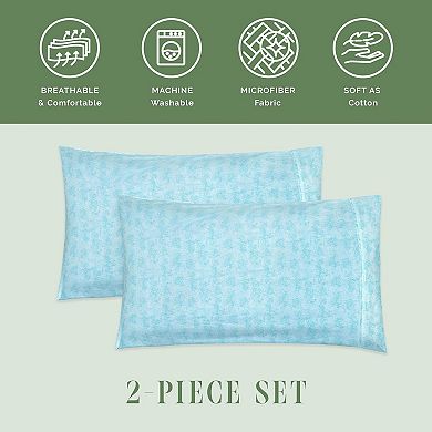 Elegant Comfort Luxury Soft Set Of 2 Wave Printed Pattern Pillowcases
