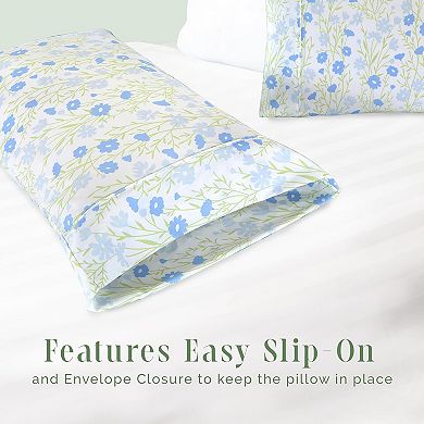Elegant Comfort Luxury Soft Set Of 2 Floral Pattern Pillowcases