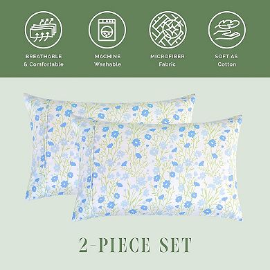 Elegant Comfort Luxury Soft Set Of 2 Floral Pattern Pillowcases