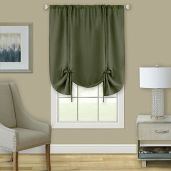 Kate Aurora Shabby Linen Farmhouse Sheer Flax Curtain Tie Up Single Window Curtain Shade