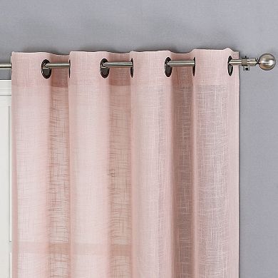 Kate Aurora 2 Pack Lux Thread Premium Woven Grommet Top Sheer Curtain Panels